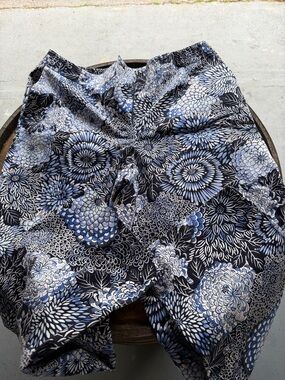 Talbots Wide-Leg Pants in Black and Blue Floral Print
